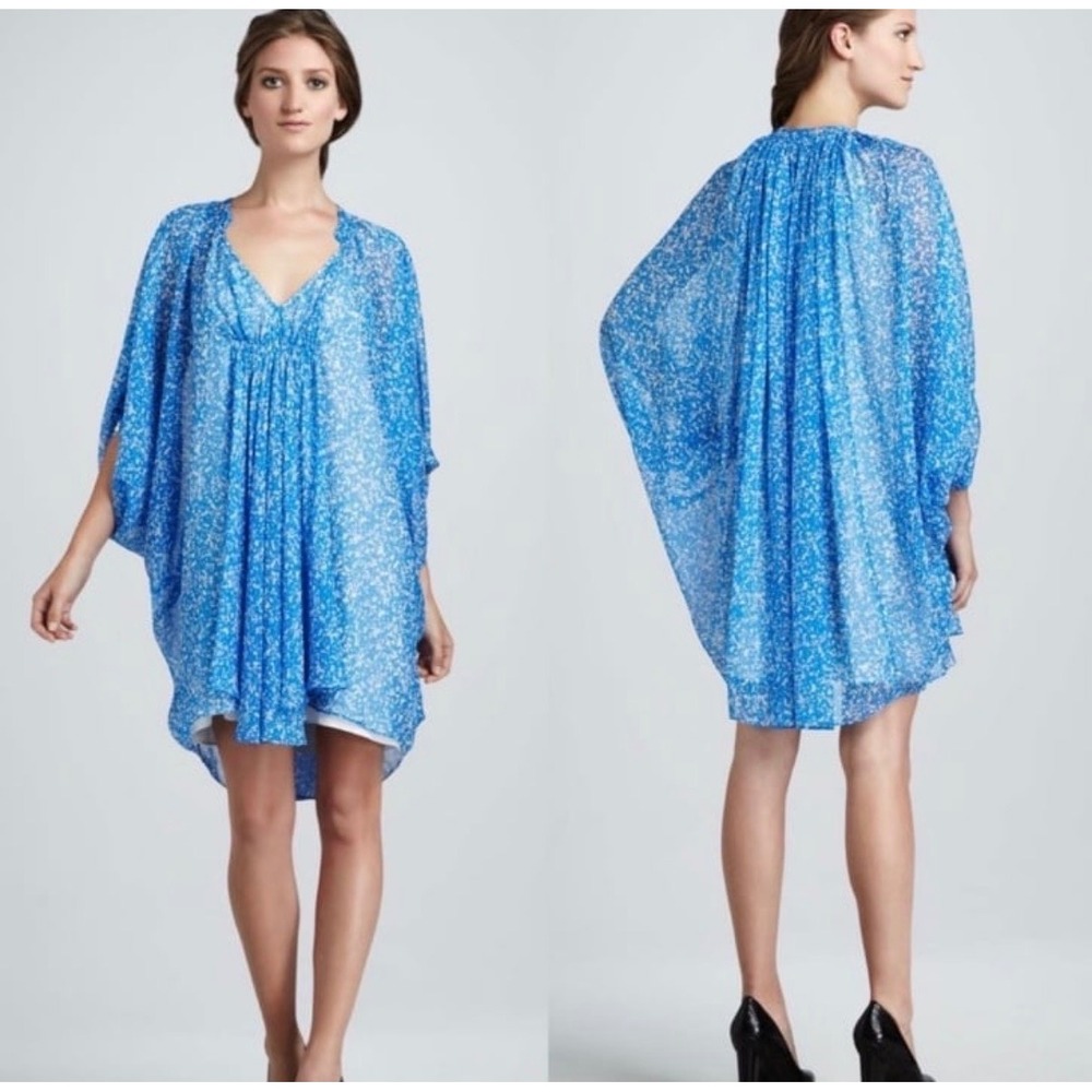 Diane von Furstenberg Fleurette Dress Blue Silk Chiffon Abstract